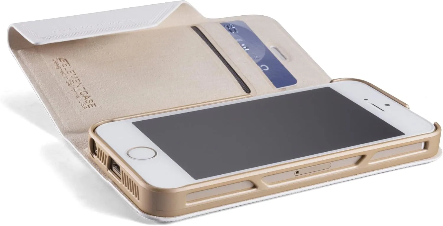 Element Case Soft-Tec Wallet for iPhone 5/5 - Retail Packaging - White/Gold