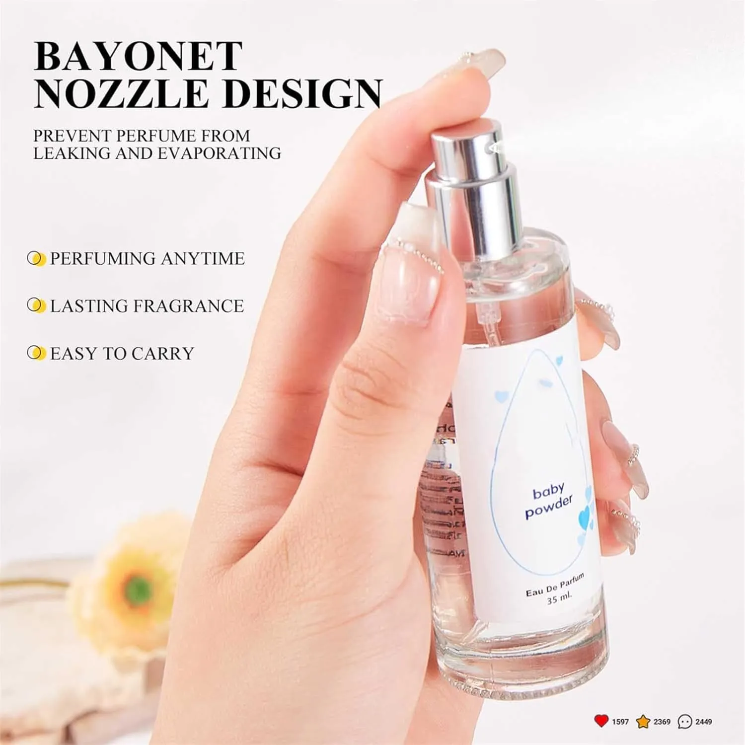 Elyven Powder Perfume, Elyven Fresh Scent Perfume Fragrance Body, Long-Lasting Moisture & Fragrance, Floral & Creamy Aroma for Women & Men (4PCS)