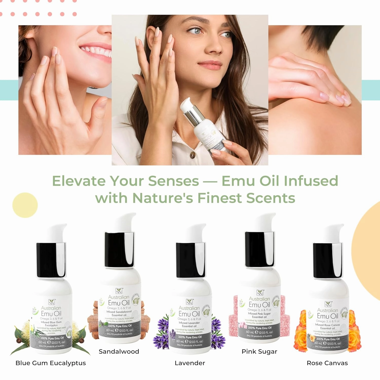 Emu Oil Pure Skin Moisturizer - Nail, Body, Face, Scalp & Hair Moisturizer with Omega 3, 6, 9, Vitamins, & Minerals - Australian Emu Oil for Skincare by Y-Not Natural - 60mL, Lavender