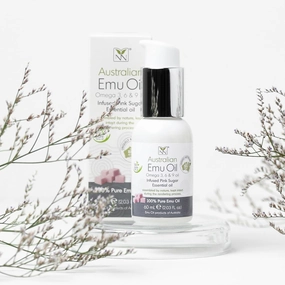 Emu Oil Pure Skin Moisturizer - Nail, Body, Face, Scalp & Hair Moisturizer with Omega 3, 6, 9, Vitamins, & Minerals - Australian Emu Oil for Skincare by Y-Not Natural - Pink Sugar 60ml