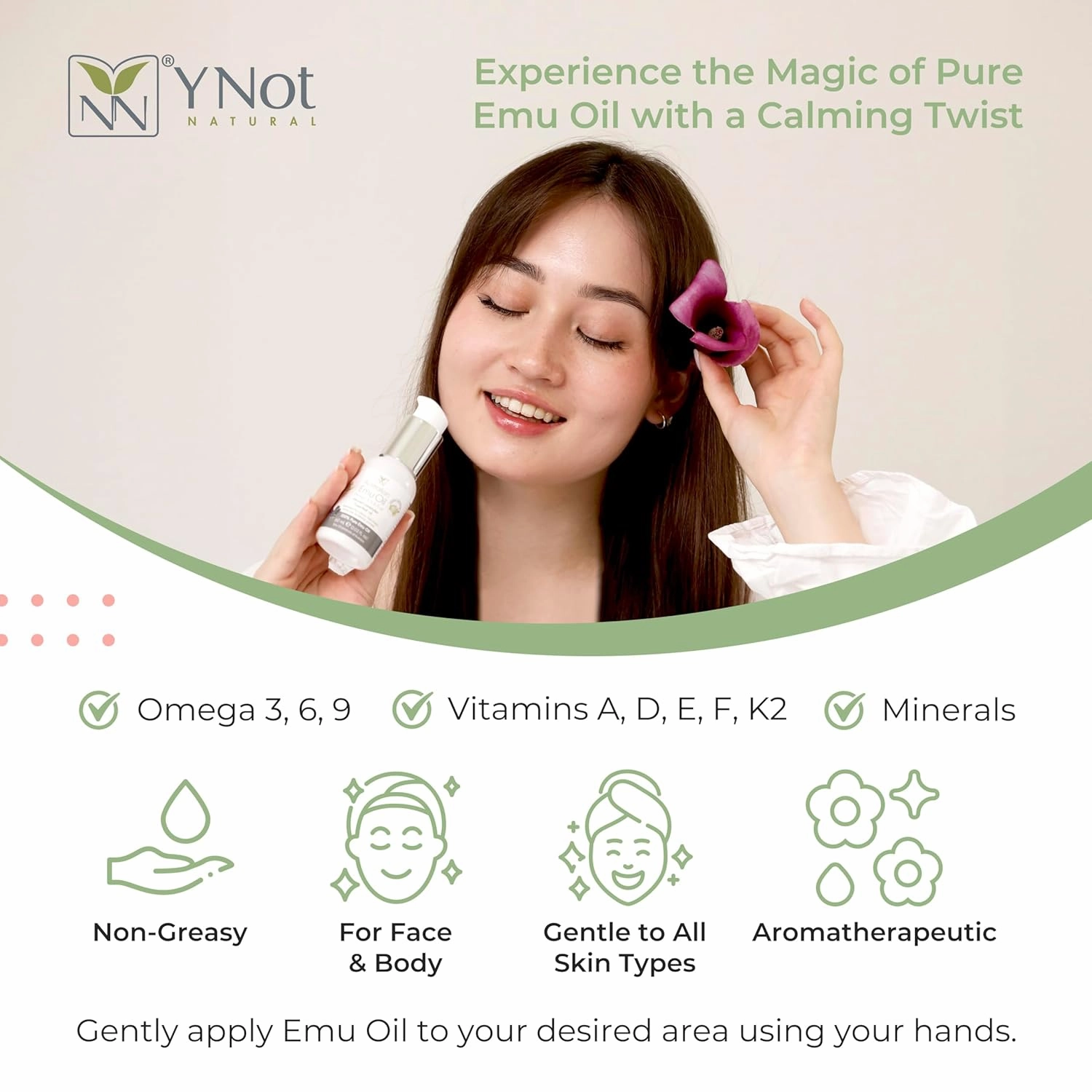 Emu Oil Pure Skin Moisturizer - Nail, Body, Face, Scalp & Hair Moisturizer with Omega 3, 6, 9, Vitamins, & Minerals - Australian Emu Oil for Skincare by Y-Not Natural - Pink Sugar 60ml