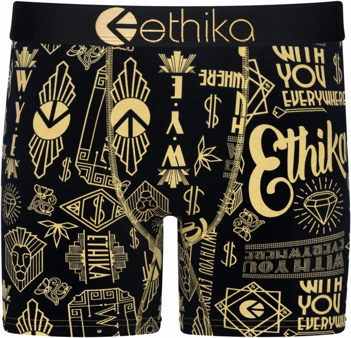 Ethika Mens MID Boxer Brief | Gold Script