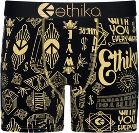 Ethika Mens MID Boxer Brief | Gold Script
