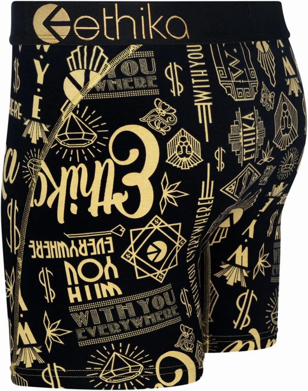 Ethika Mens MID Boxer Brief | Gold Script