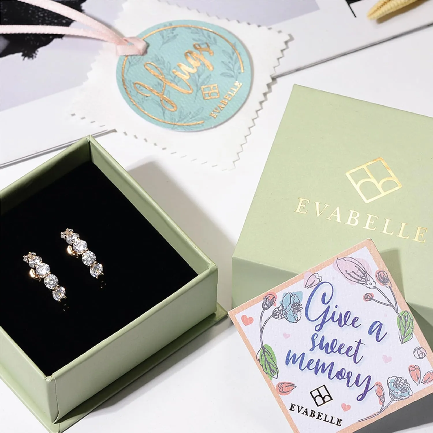 Evabelle Gold Hoop Earrings for Women 14K Real Gold Plated Cubic Zirconia Diamond Hoop Earrings Huggie Hoop Earring Women Earrings Hoop Earring for Men 925 Sterling Silver Post Hypoallergenic