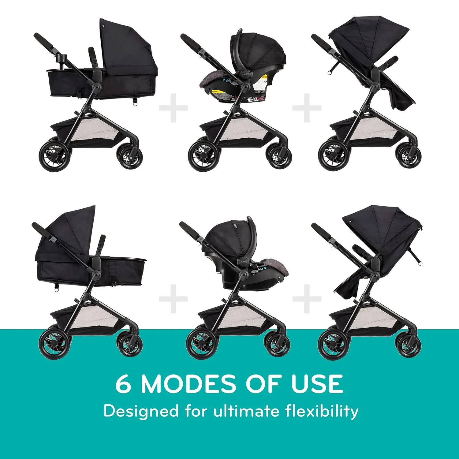 Evenflo Pivot Modular Travel System with LiteMax Infant Car Seat with Anti-Rebound Bar (Dusty Rose Pink)