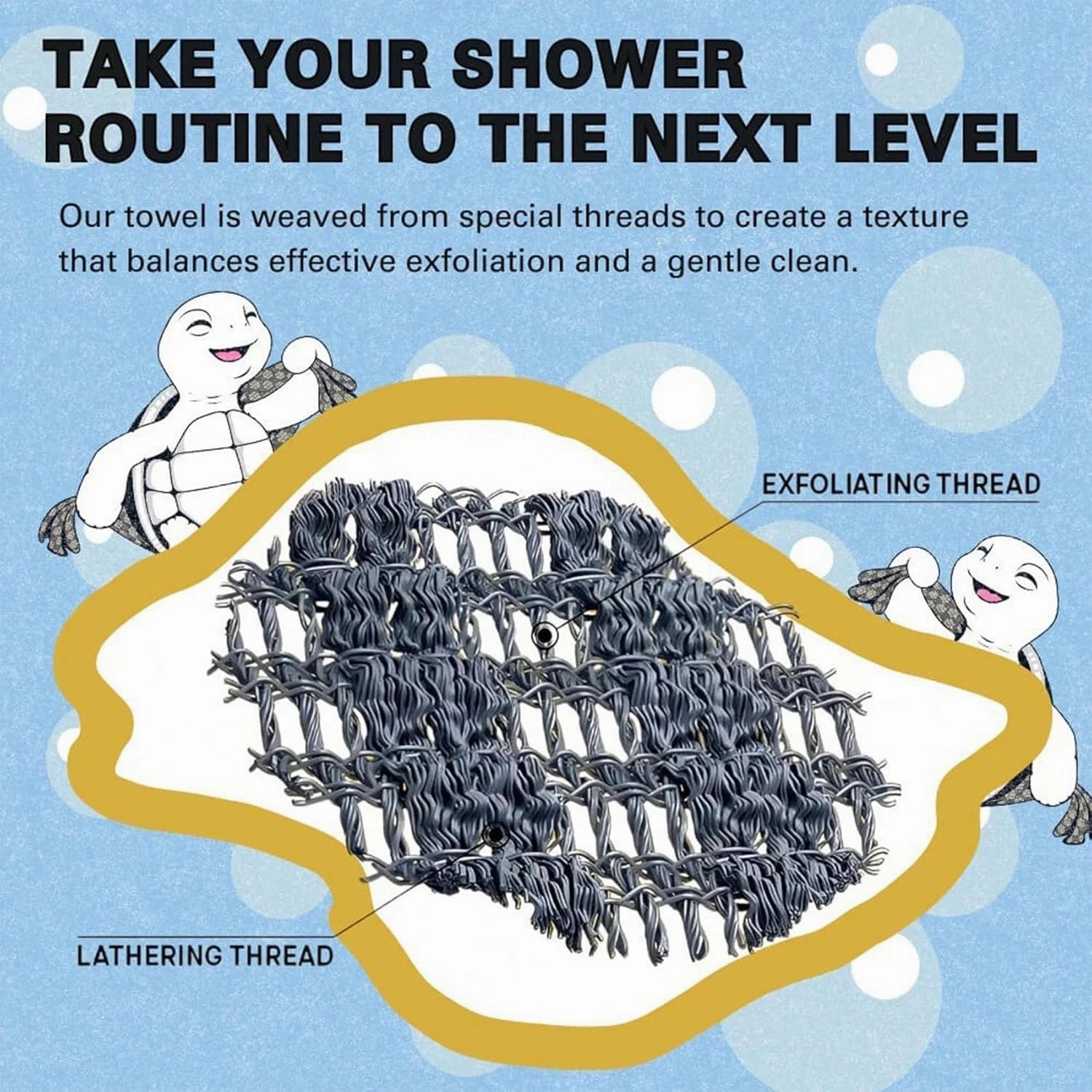 Exfoliating Shower Towel 4pcs - 40 Inches Multi-Purpose Exfoliating & Lathering Bath Towel for Men & Women, Ultra-Long Foam Scrubber for Smooth Skin Care (4pcs C)