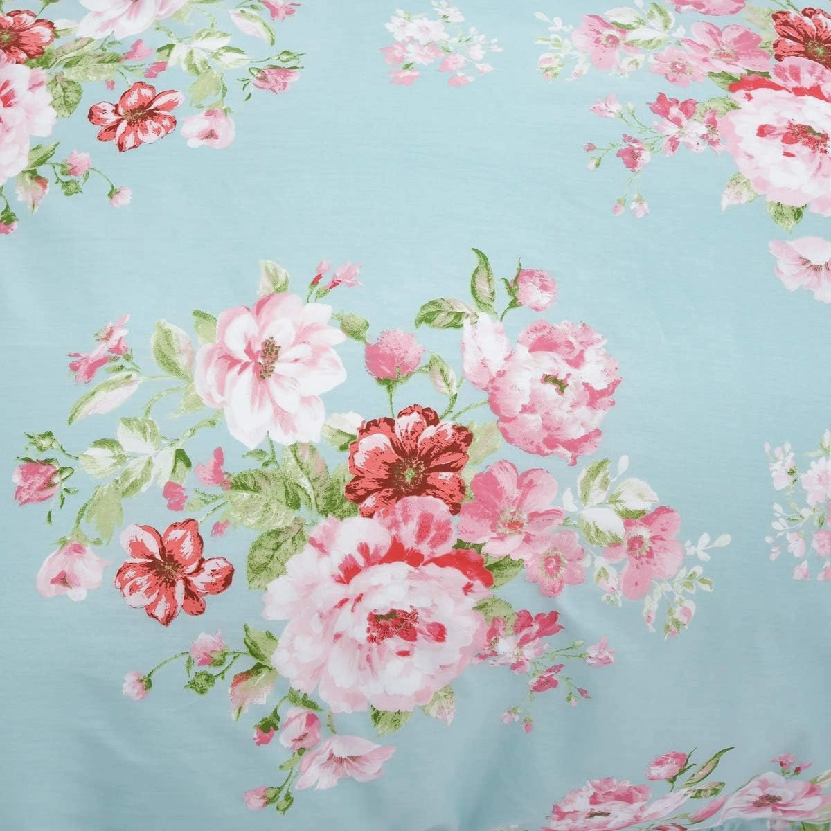 FADFAY Farmhouse Shabby Pink Floral Chic Bedding Set Rose Floral Bedskirt Set 100% Cotton Exquisite Craft Ultra Soft 4-Piece King Size