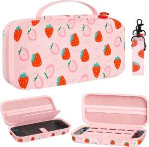 FANPL Case for Nintendo Switch 2 (2025) Accessories, Pink Cute Travel Carrying Cover with Adjustable Shoulder Strap, Strawberry