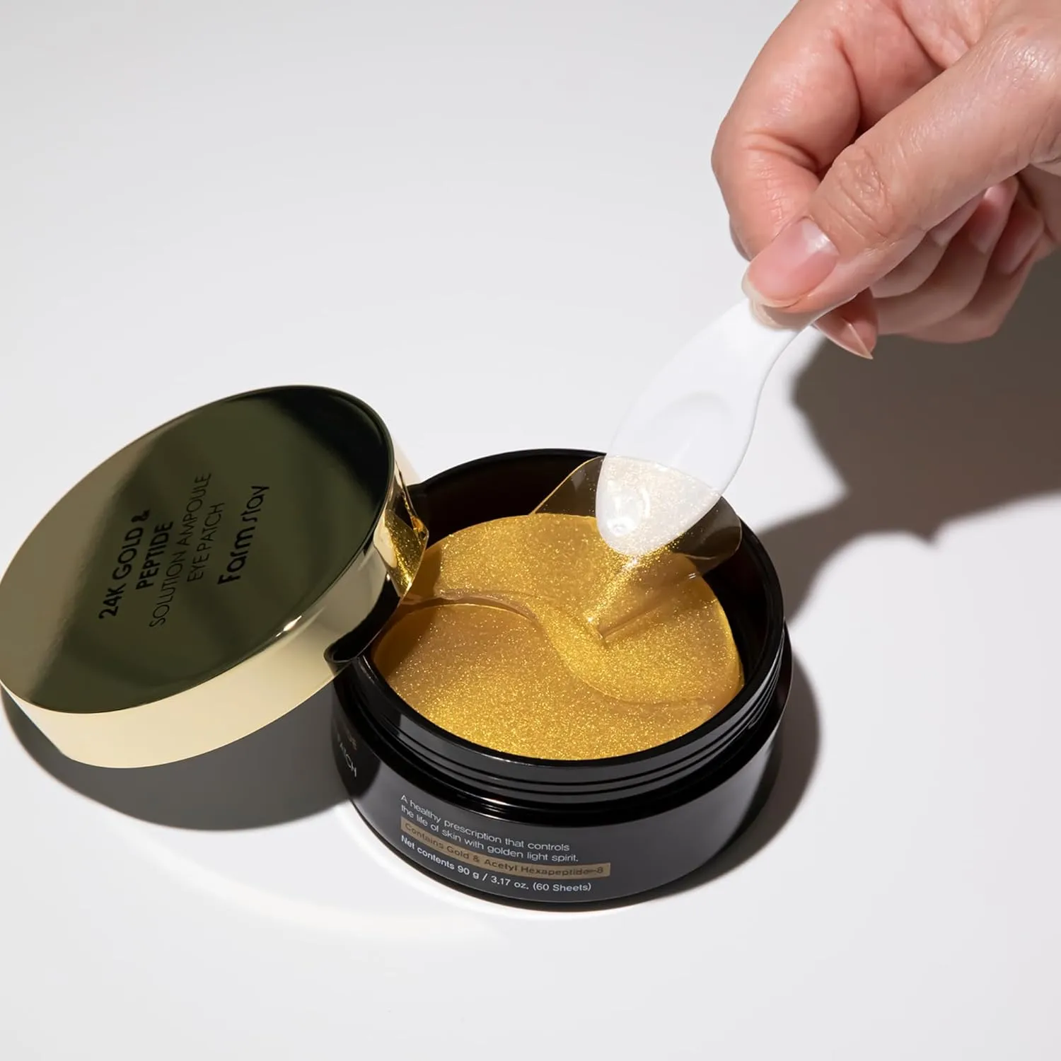 FARMSTAY 24K Gold and Peptide Solution Ampoule Eye Patch - Under Eye Patches for Wrinkles - Improves Skin Elasticity - Brightens Dark Circles - 60 pc