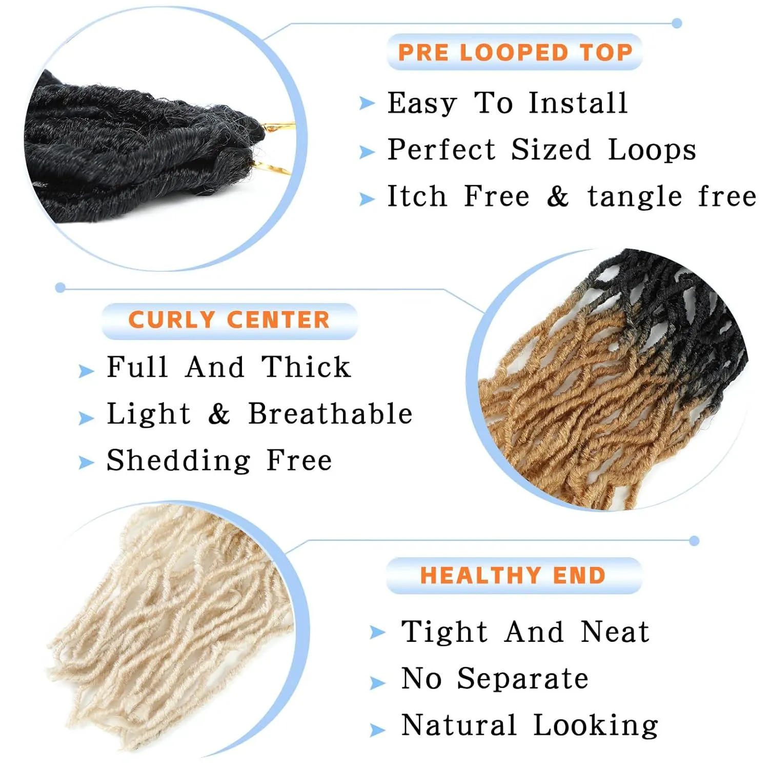Faux Locs Crochet Hair 22 Inch 7 Packs Ombre Soft Locs Crochet Hair Pre Looped Crochet Locs For Black Women Butterfly Hair Extensions(22inch, 7 Packs, 1B/27/613)