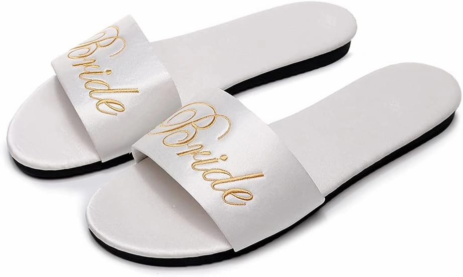 FAYUEKEY Women’s Bride Bridesmaid Slippers Wedding Party Gift Silks Satins Shoes …