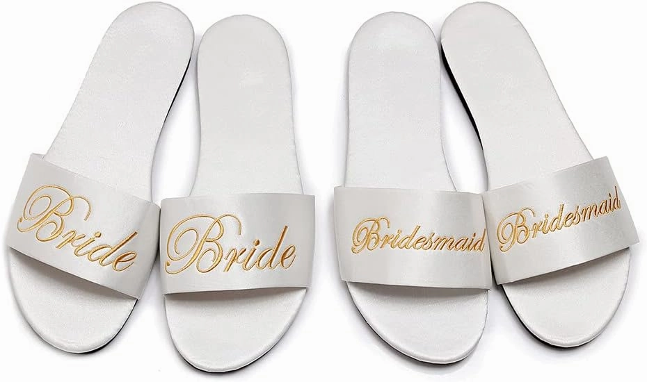 FAYUEKEY Women’s Bride Bridesmaid Slippers Wedding Party Gift Silks Satins Shoes …