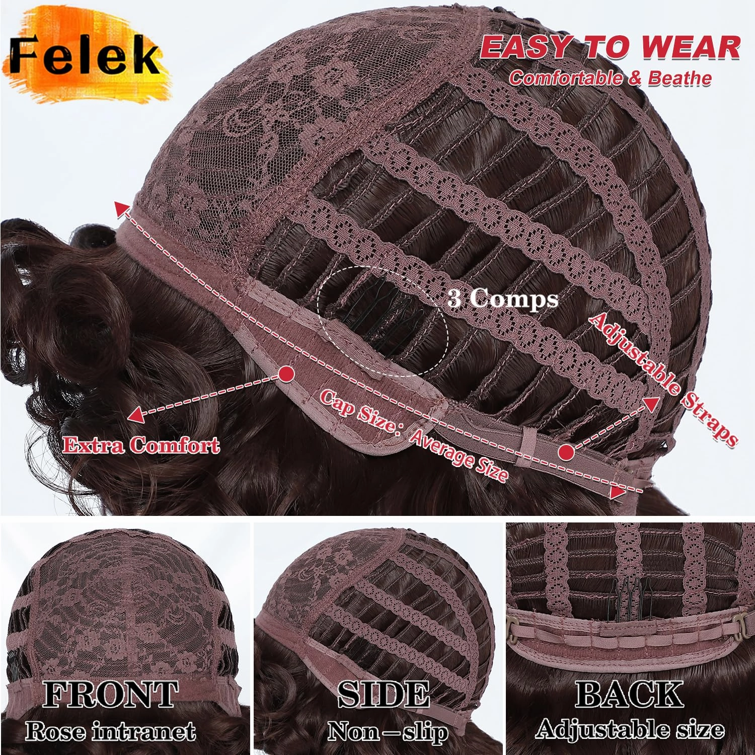 Felek Short Loose Curly Wigs with Bangs for Women Big Bouncy Curl Wigs Synthetic Heat Resistant Soft Afro Gluless Wig Natural Cute Wig for Women (14 Inch, #4)