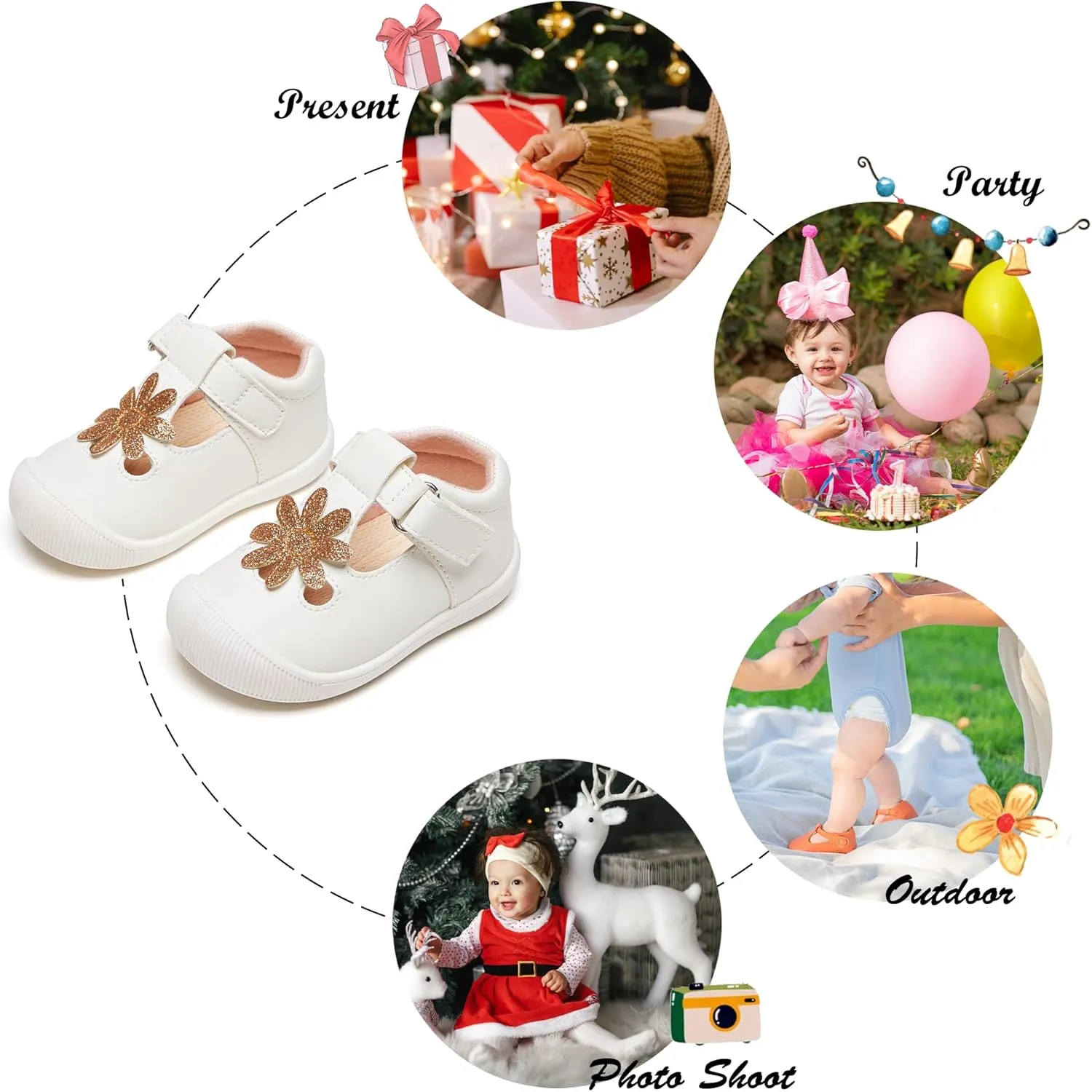 Felix & Flora Soft Sole Baby Dress Shoes - Infant Baby Walking Shoes Moccasinss Rubber Sole Crib Shoes
