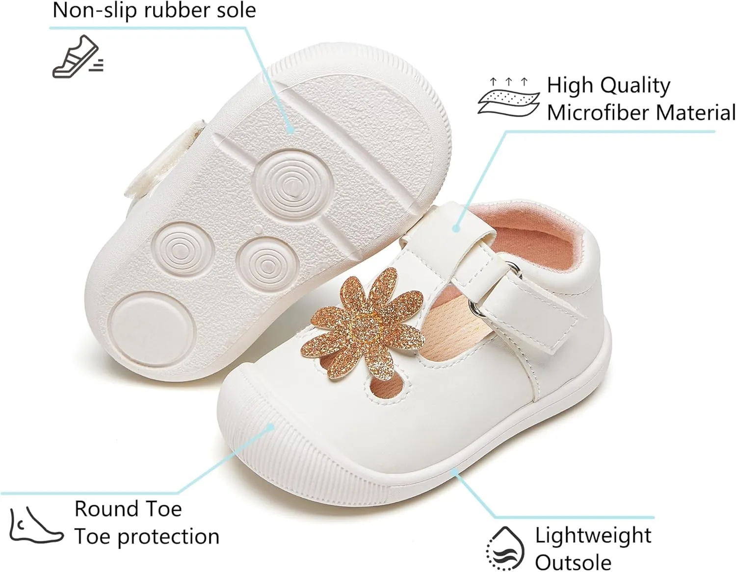 Felix & Flora Soft Sole Baby Dress Shoes - Infant Baby Walking Shoes Moccasinss Rubber Sole Crib Shoes