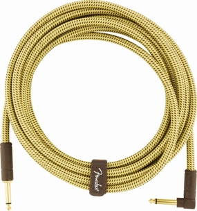 Fender Deluxe Series Instrument Cable, Guitar Cable, Guitar Accessories, Straight/Angle, Tweed, 15ft