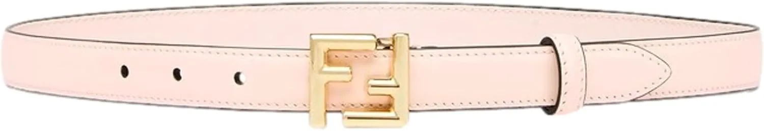 FENDI Belt For Women - WoMen'sCalf Leather Belt, Size 80 Cm (30 Inches), Pink, Gold-Tone Hardware, Ff Logo, Model 8C0648 Adjustable Belt Designer Leather Belt Luxury Belt