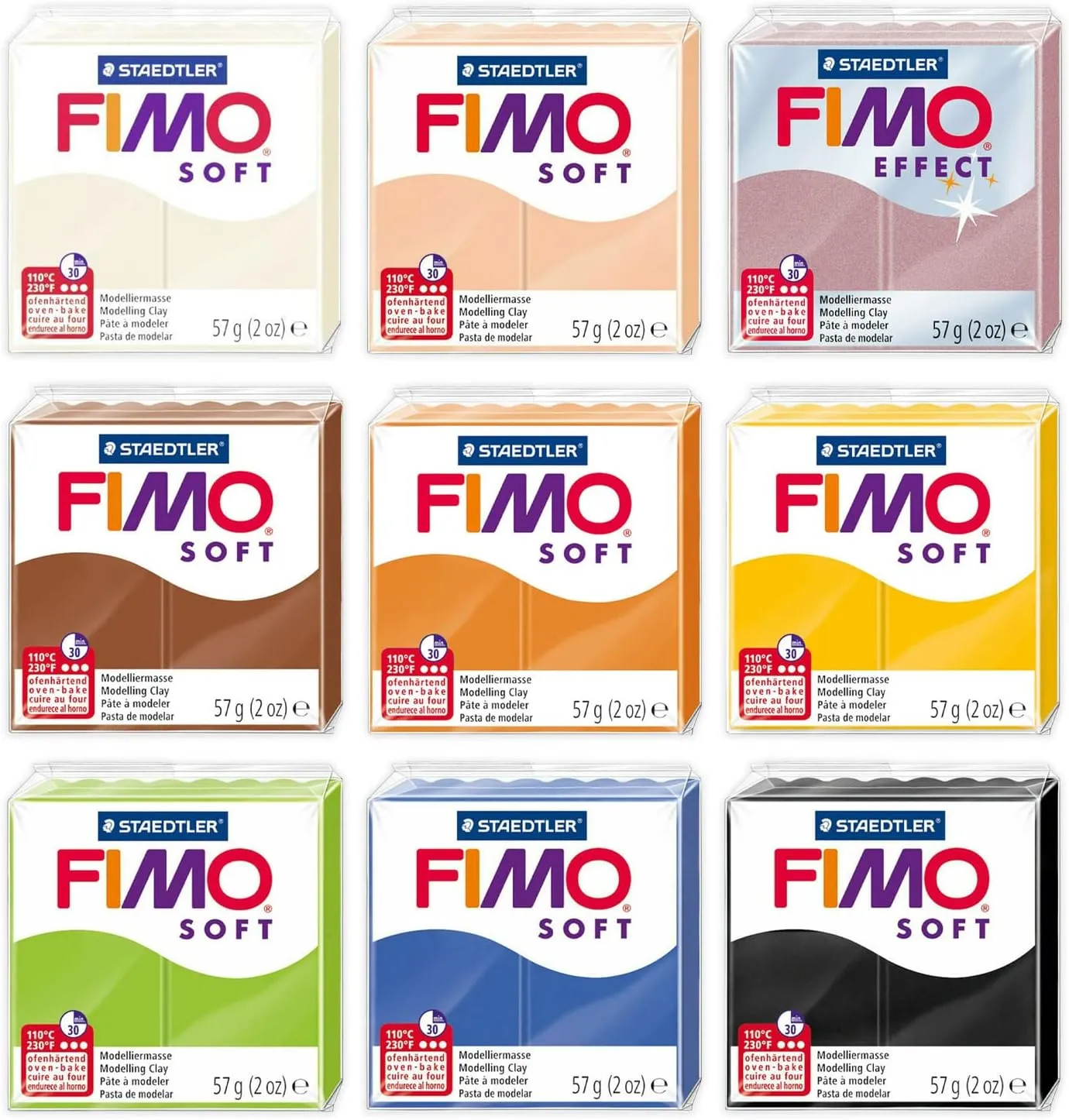 FIMO Soft & Effect Polymer Oven Modelling Clay - 57g - Set of 9 - The Japandi Collection