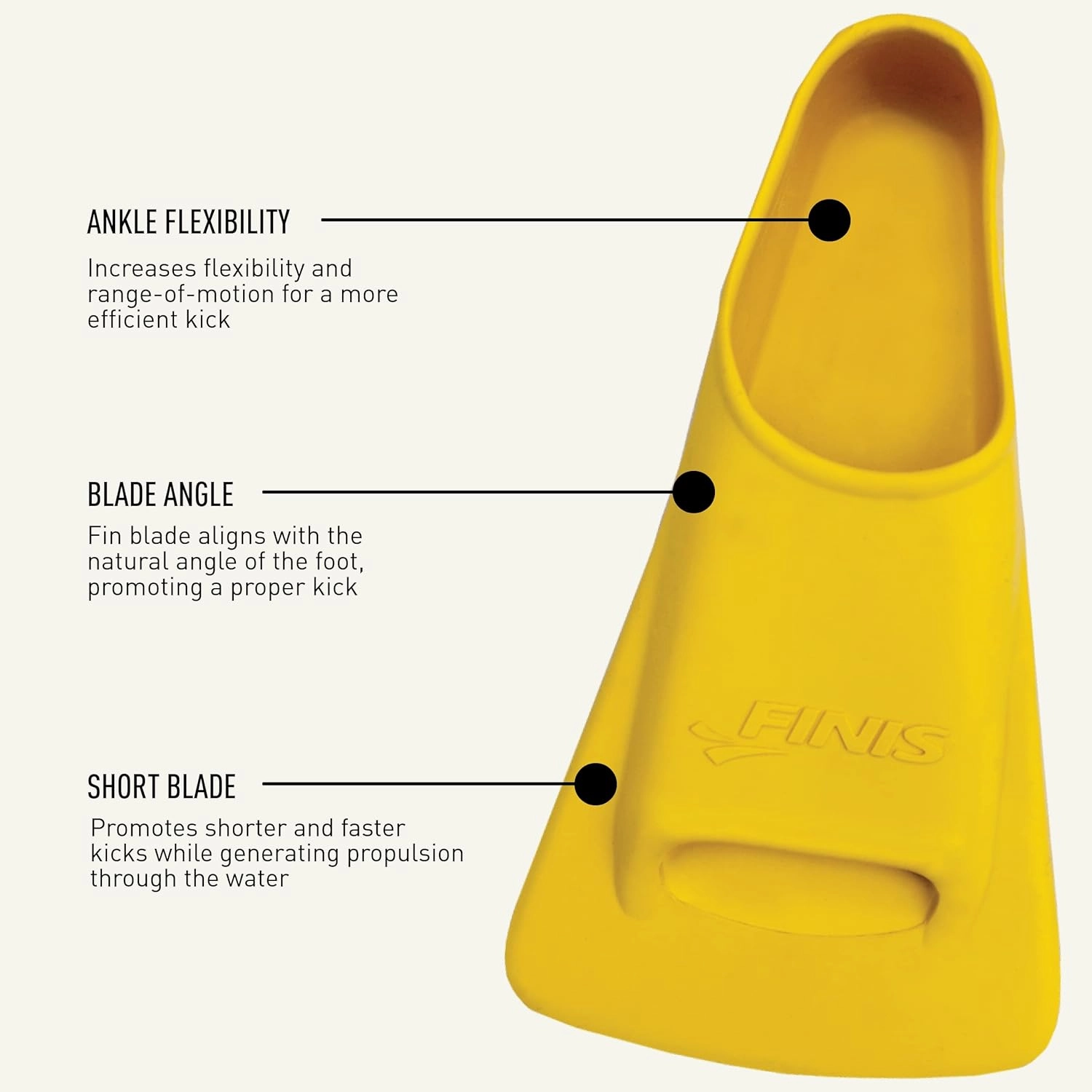 FINIS Zoomers Gold Swim Training Fins - Short Blade Design for Speed & Conditioning - Soft Natural Rubber Fit