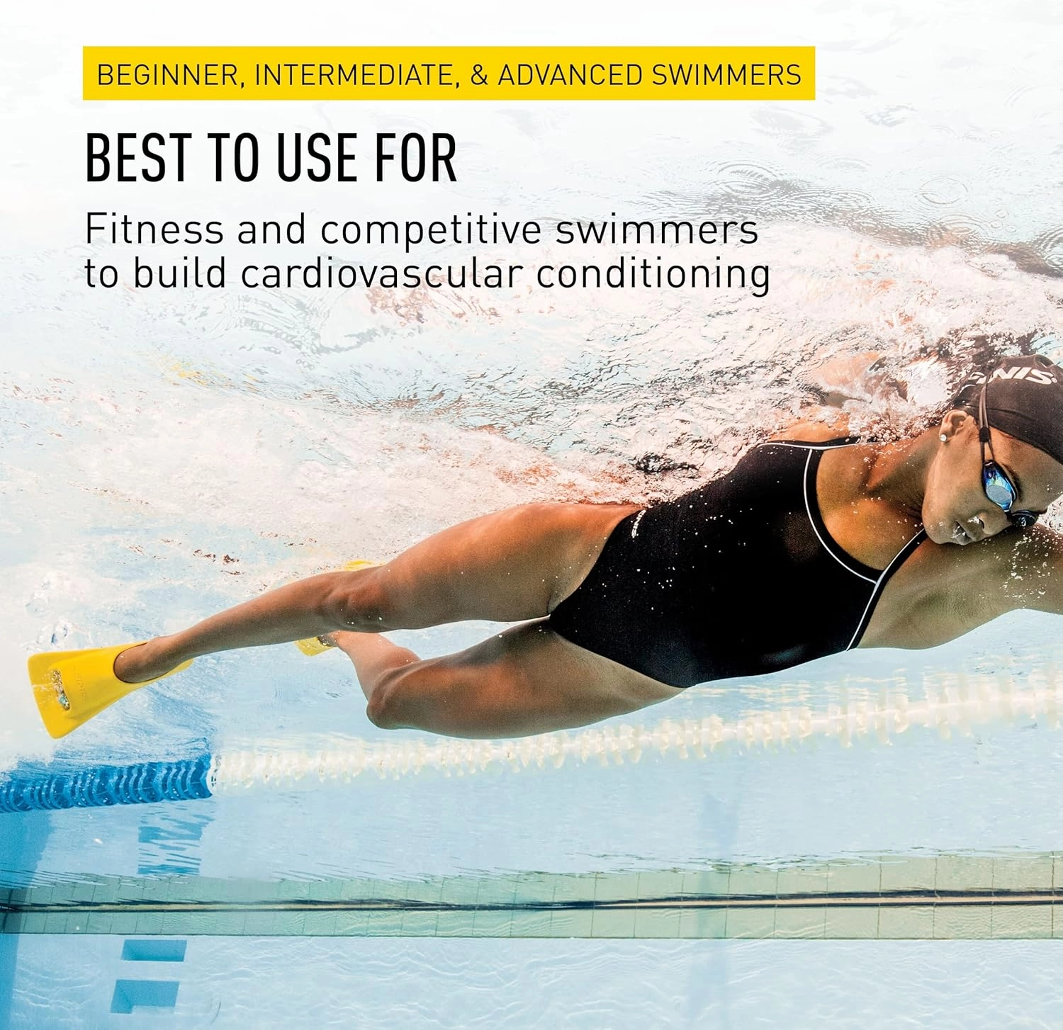 FINIS Zoomers Gold Swim Training Fins - Short Blade Design for Speed & Conditioning - Soft Natural Rubber Fit