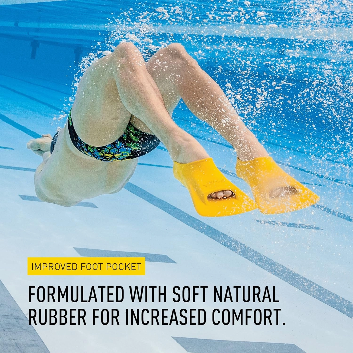 FINIS Zoomers Gold Swim Training Fins - Short Blade Design for Speed & Conditioning - Soft Natural Rubber Fit