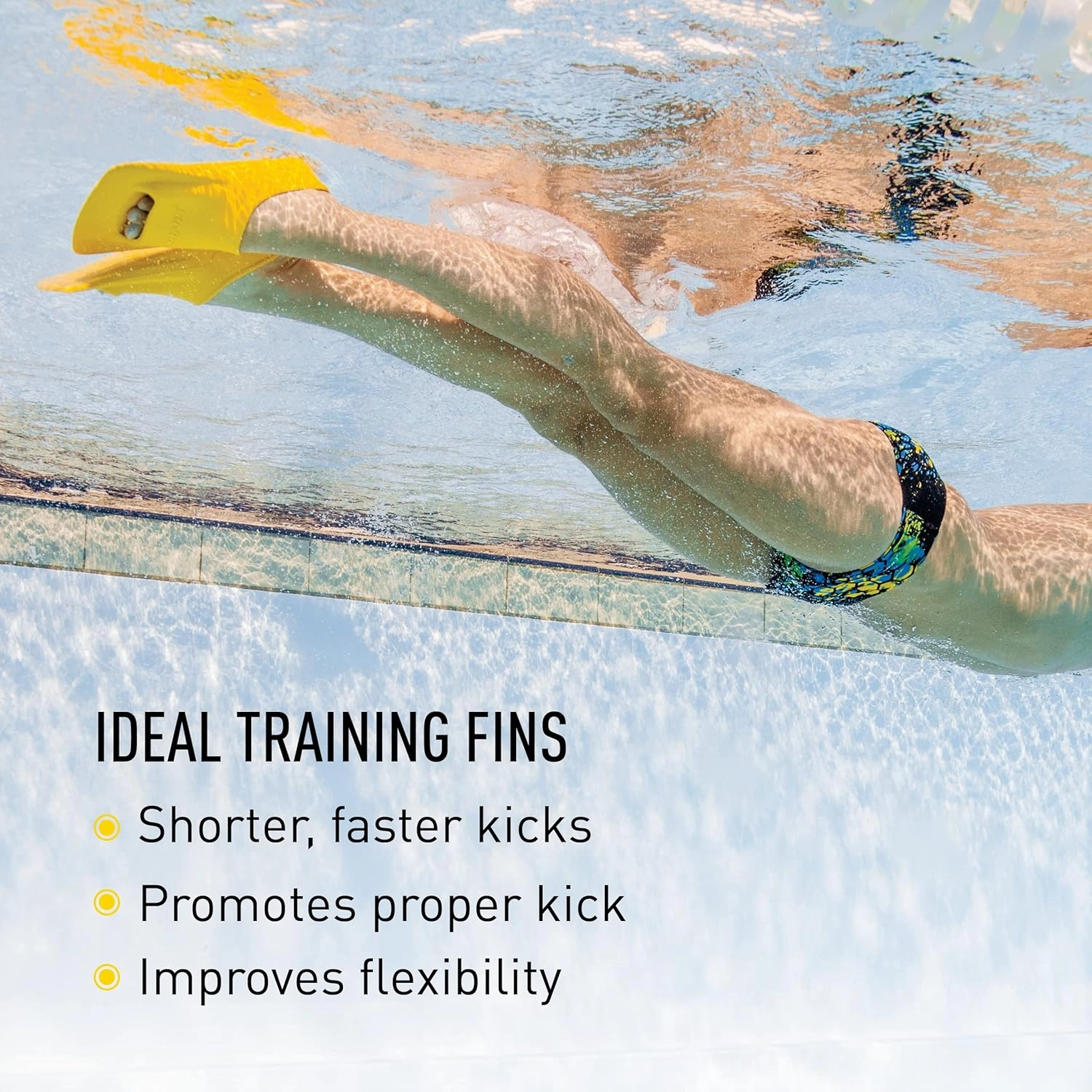 FINIS Zoomers Gold Swim Training Fins - Short Blade Design for Speed & Conditioning - Soft Natural Rubber Fit
