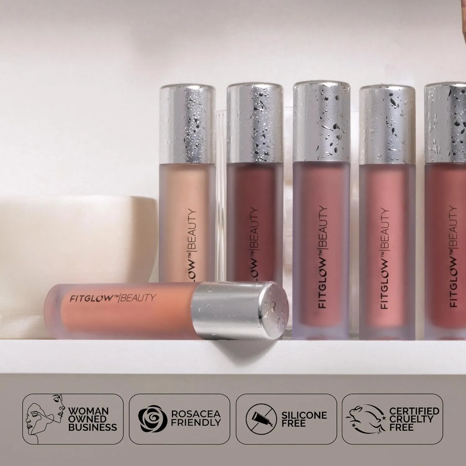 FITGLOW Beauty Lip Colour Serum | Hydrating Lip Gloss | Plumping Anti-Aging Lip Treatment | Natural Shine with Pomegranate Sterols & Collagen | Buildable Color for Dry Chapped Lips | Halo - 10g