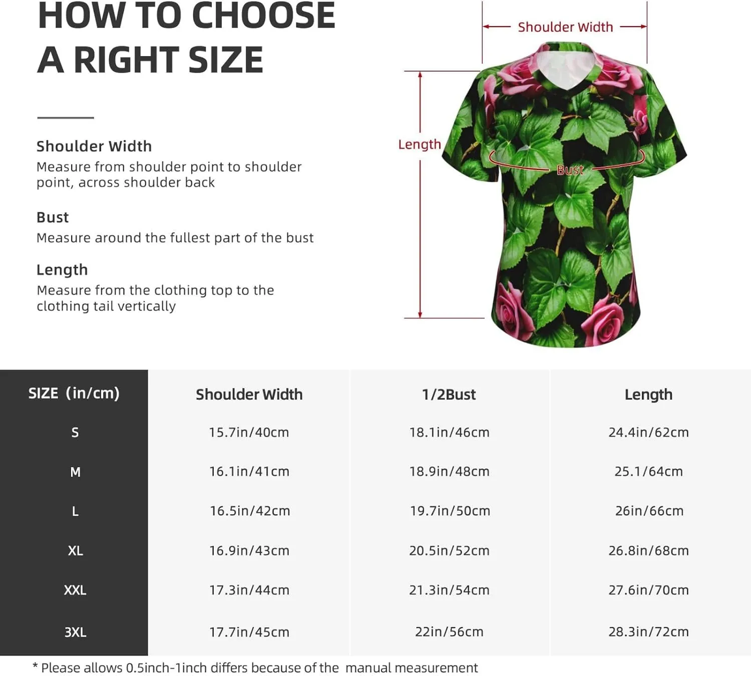 Floral Rose Ivy with Leaves Spring Print Stylish Women Classic V Neck T Shirt Soft Short Sleeve Tee for Casual Outings