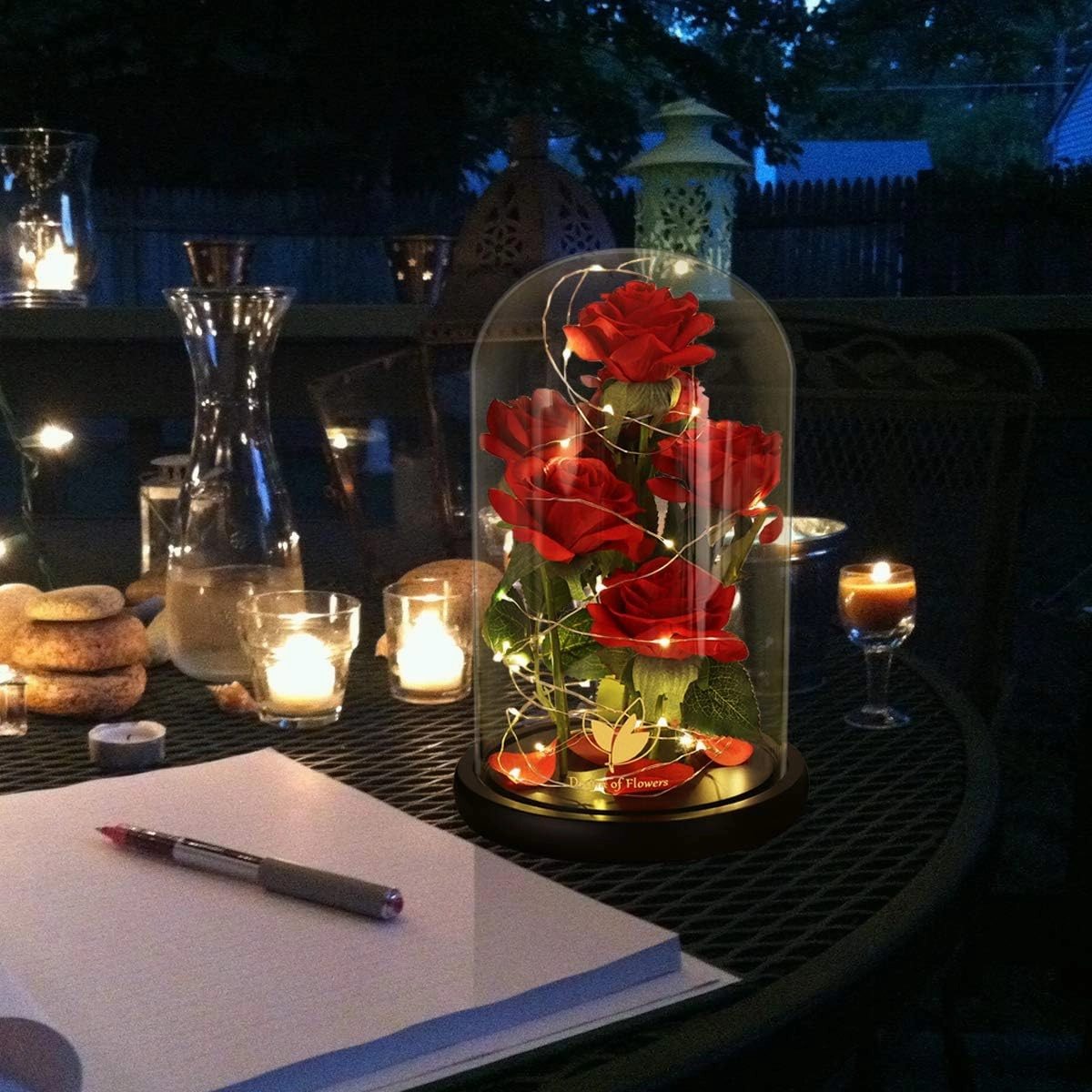 Flowers Gifts for Mom,Birthday Gifts for Women,Beauty and The Beast Rose Gifts,Artificial Silk Rose Flowers Preserved Forever in Glass Dome,Mothers Day Flower Roses Gifts for Mom Wife Girlfriend