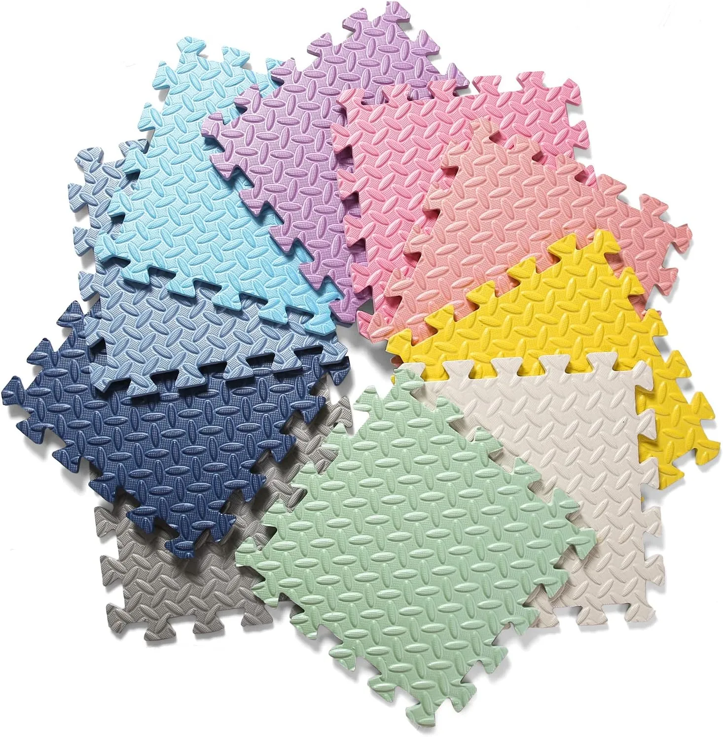 Foam Floor Mats for Kids, 12 x 12 Inch 16 Tiles 0.4" Thickness Foam Play Mat, Non-Toxic Square Interlocking Floor Mats Rubber Baby Play Mat for Toddlers(White/Pink/Purple)