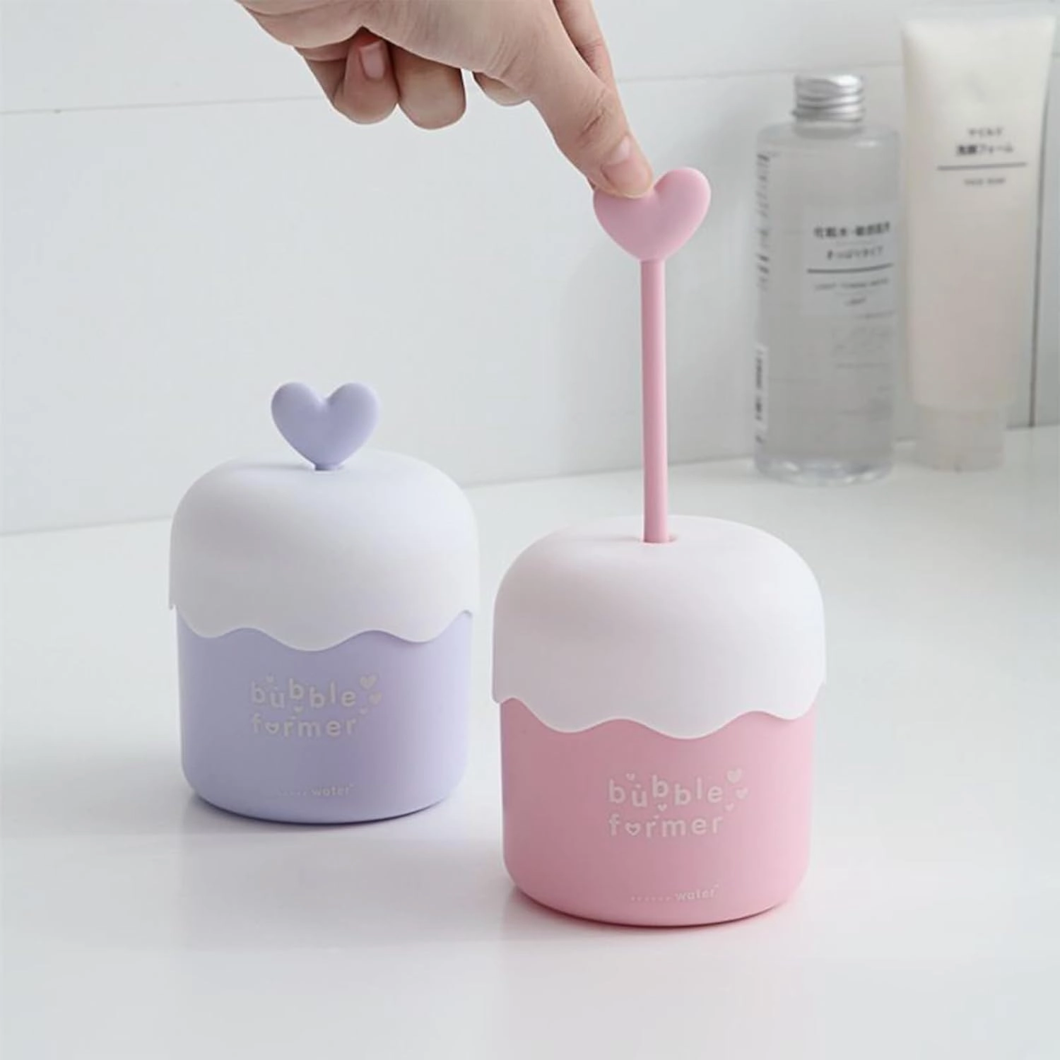 Foam Maker for Face Wash,Marshmallow Whip Maker,Bubble Skincare Cleaner Tools for Travel Household (2pcs, Pink)