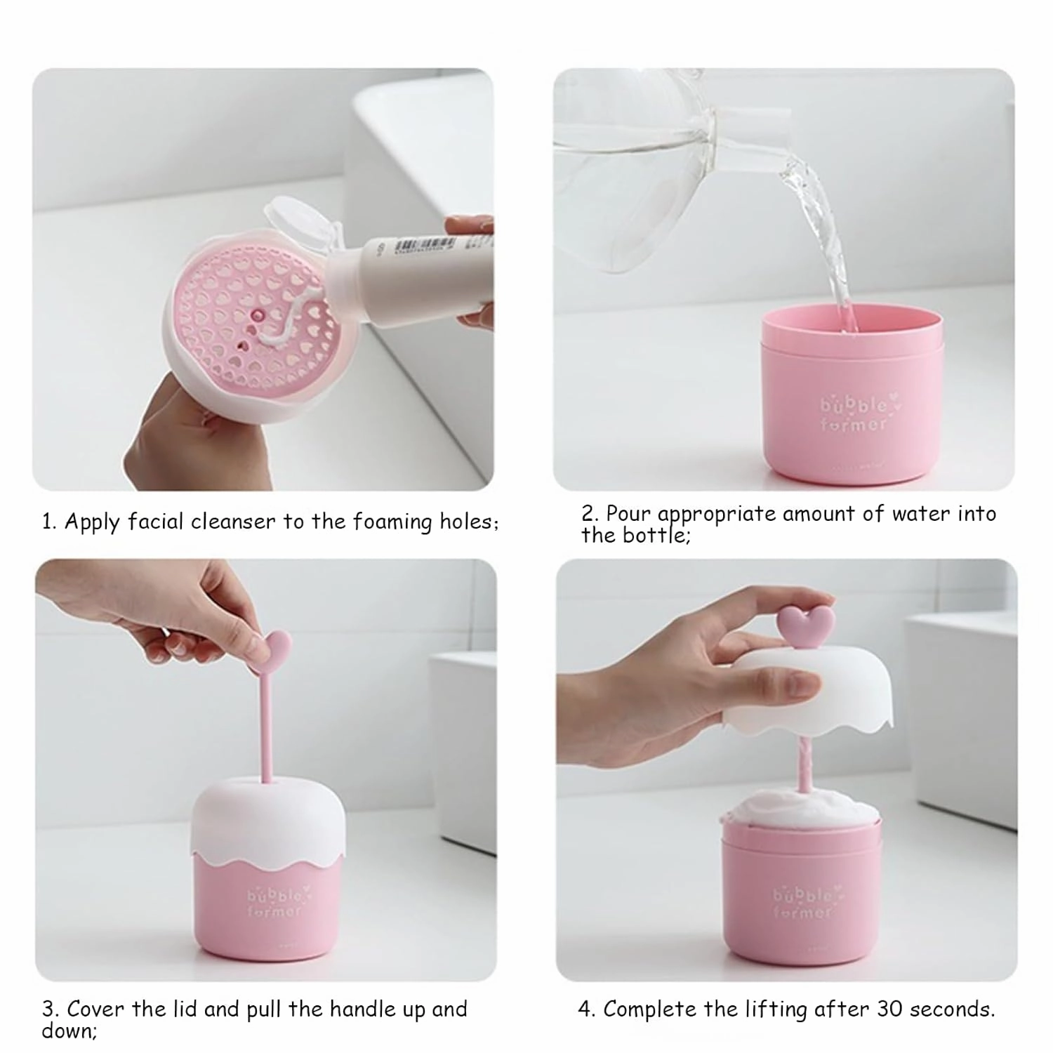 Foam Maker for Face Wash,Marshmallow Whip Maker,Bubble Skincare Cleaner Tools for Travel Household (2pcs, Pink)