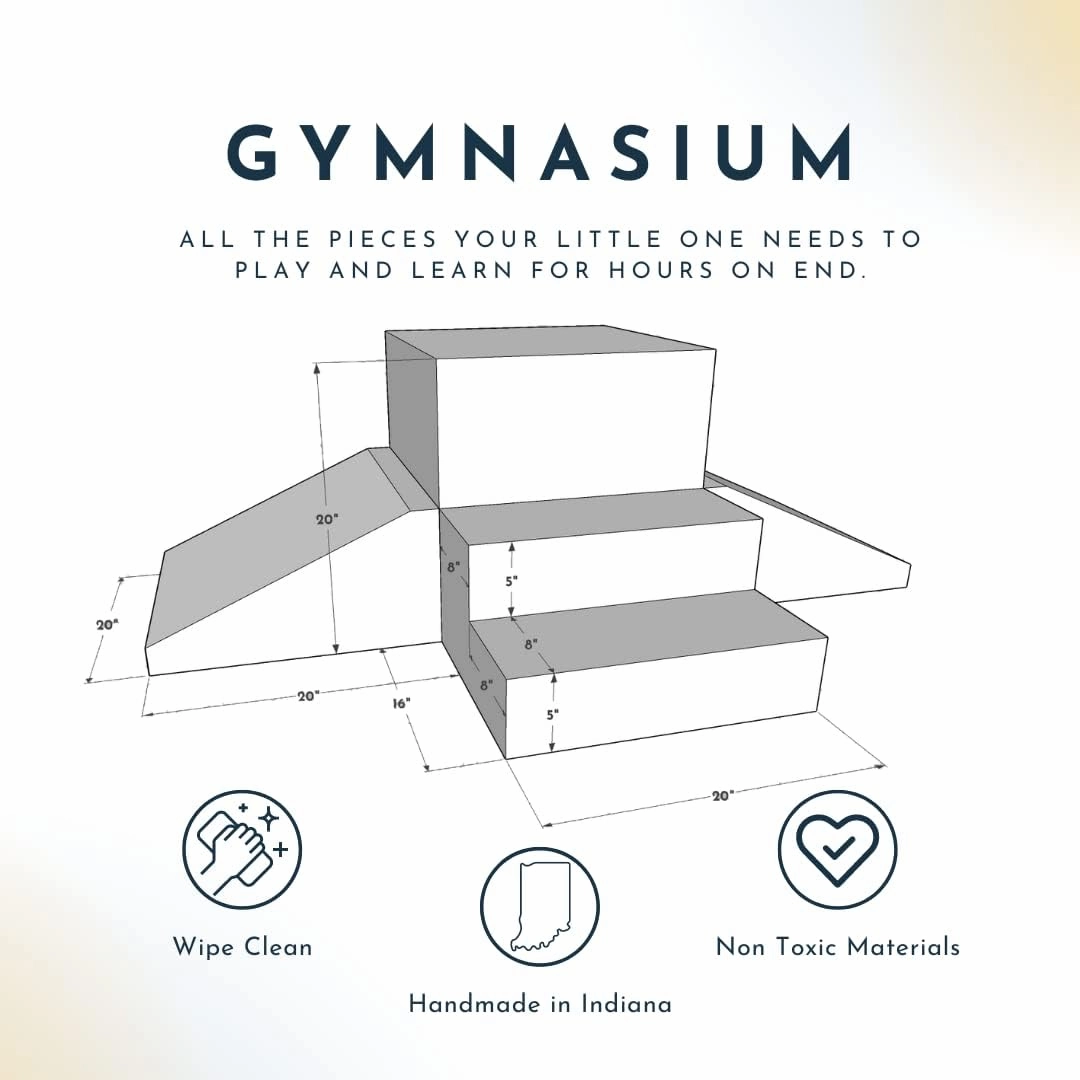 Foamnasium Gymnasium, Indoor Foam Playset, 4 Piece Soft Toddler and Active Kids Play Foam Climber for Crawling, Climbing, Sliding and Jumping, Made in the US, Mint Multi