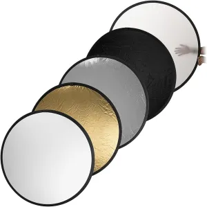 Fotodiox 32in 5-in-1 Collapsible Reflector Panel with Bag for Photography and Video - Black, Gold, Silver, Translucent, and White Panel