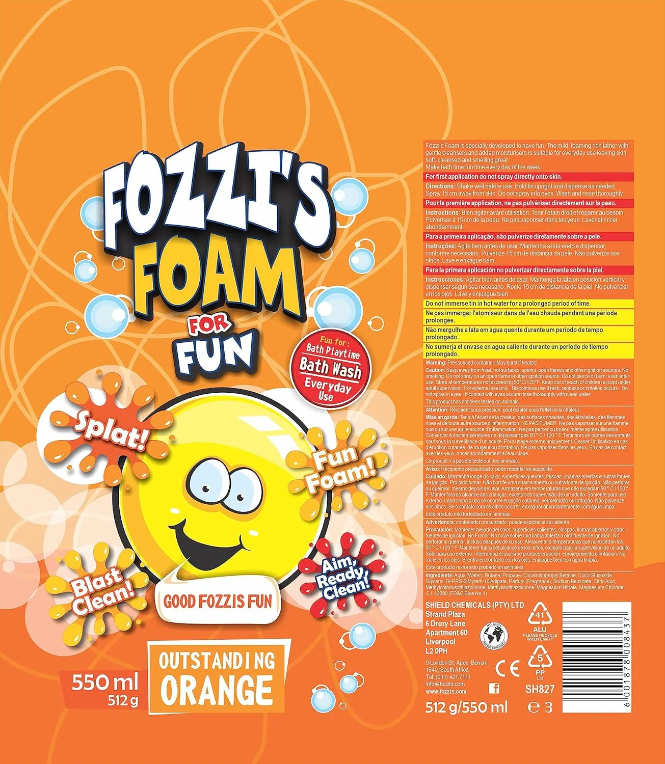 FOZZI'S New Foam Soap Aerosol for Kids,Punchy Purple (Grape),Yippie Yellow (Tropical), Oustanding Orange (Citrus) 11.04 oz Pack of 3