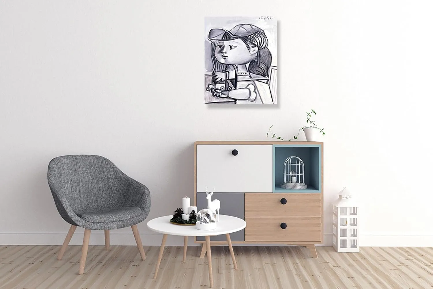 Framed-Picasso Wall Art Prints - Framed Picasso Paintings Abstract (Paloma) Painting Print - Picasso Wall Art Canvas Decor Picture Print 60x72cm-23.6x28.3in