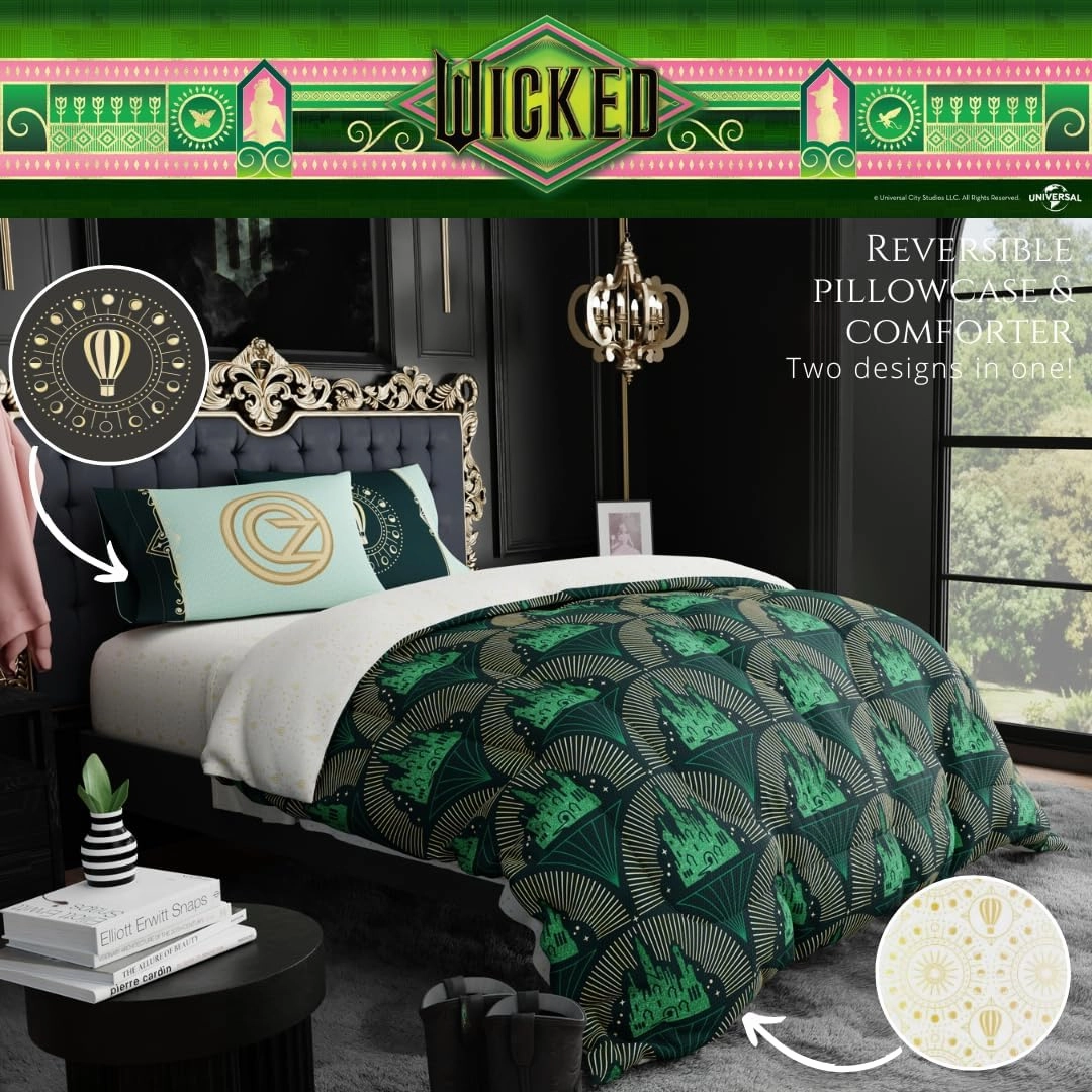 Franco Collectibles Wicked Lux Bedding 7 Piece Super Soft Reversible Comforter and Sheet Set with Sham, Queen, (Officially Licensed Product)