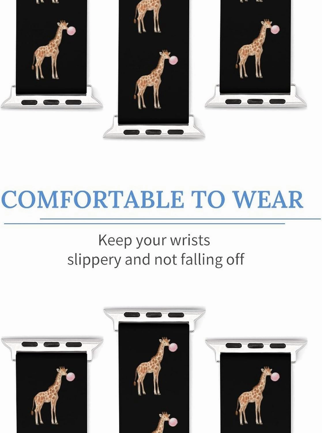 Funny Giraffe With Bubble Adjustable Silicone Watchband Compatible with IWatch Classic Soft Sports Watch Strap for Men Women