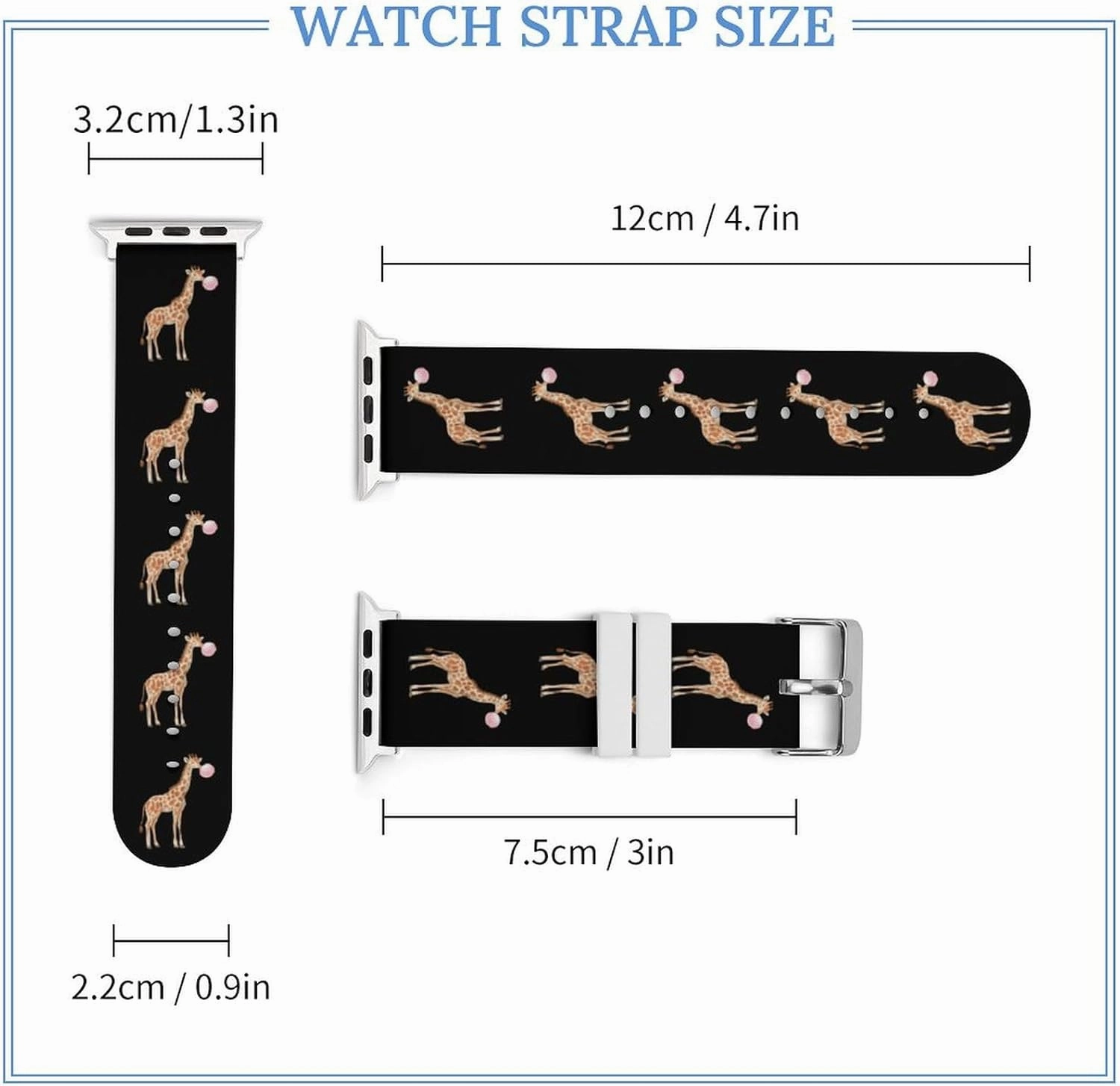 Funny Giraffe With Bubble Adjustable Silicone Watchband Compatible with IWatch Classic Soft Sports Watch Strap for Men Women