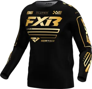 FXR Clutch MX Jersey Soft Moisture-Wicking Drop Tail Design Black/Gold - Large