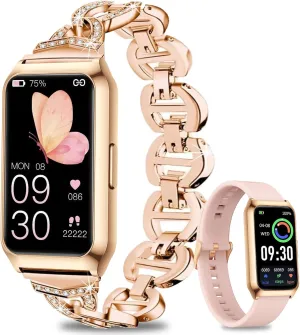 GADIXY Fitness Tracker,Smart Watch with 24/7 Heart Rate/Step/Calories,Activity Tracker,Aluminium Case,Blood Oxygen Sleep Monitor Health Tracker,IP68 Fitness Watches for Women Android&iOS Gold Pink