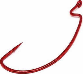 Gamakatsu Worm Hook, Size 3/0, Needle Point, Extra Wide Gap, Offset, Ringed Eye, Red, 25 per Pack