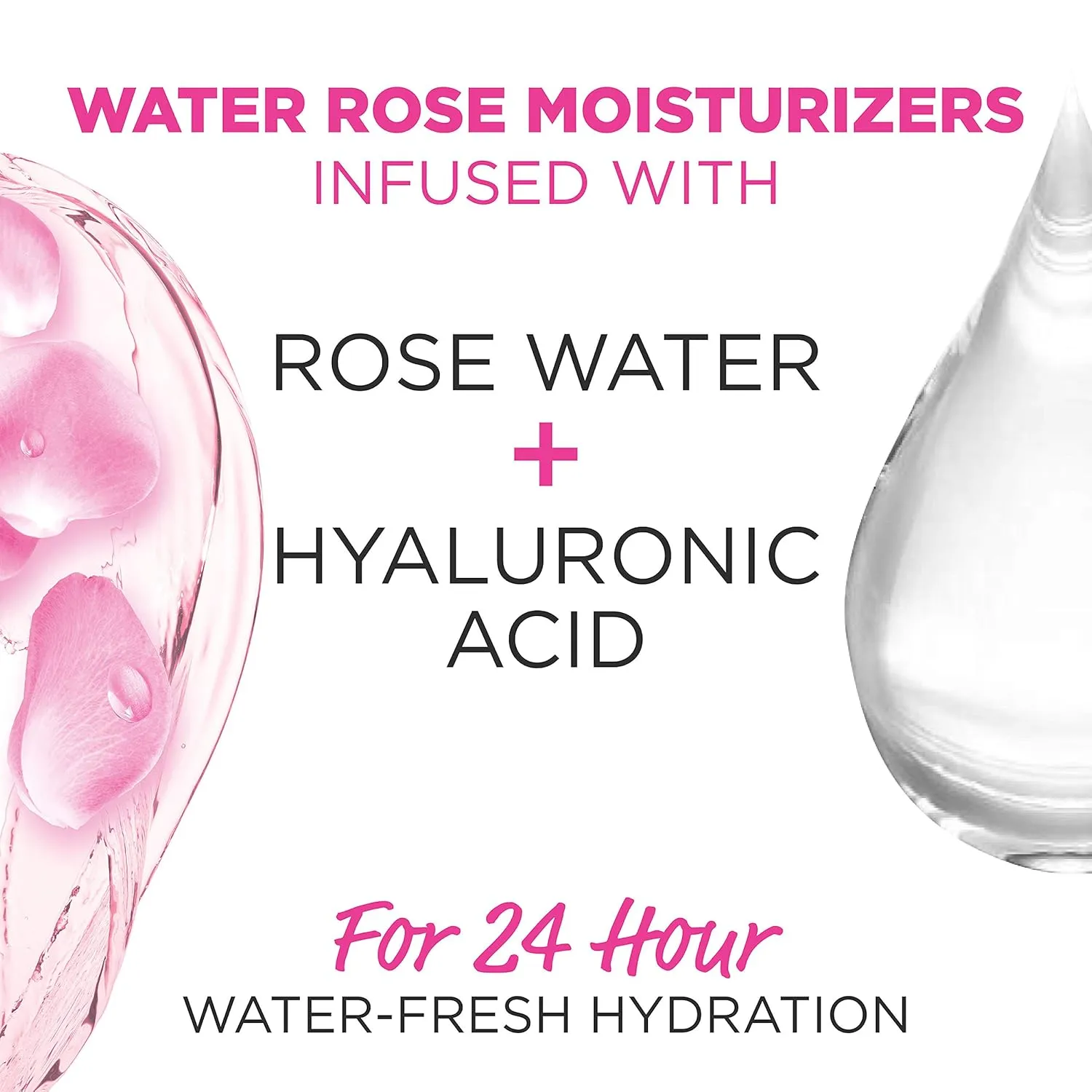 Garnier 24H Moisture Cream with Rose Water and Hyaluronic Acid, Face Moisturizer for Normal to Dry Skin, 1.7 Fl Oz (48g), 1 Count (Packaging May Vary)
