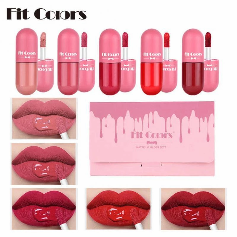 Gegemoon Pack of 5 Matte Lip Gloss Kit | 5 Capsule Matte Lipstick Set| Pack of 5 Lip Gloss set