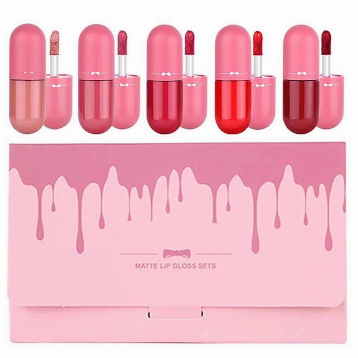 Gegemoon Pack of 5 Matte Lip Gloss Kit | 5 Capsule Matte Lipstick Set| Pack of 5 Lip Gloss set