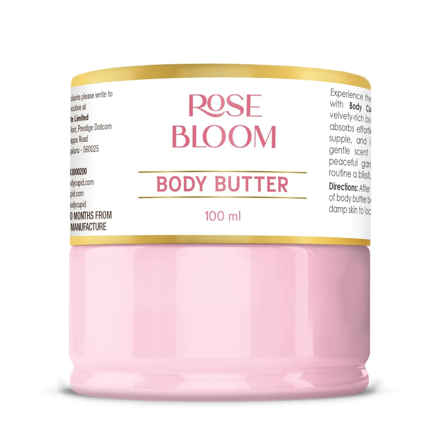 Generi Body Cupid Rose Bloom Body Butter | Long-Lasting Hydration | with Rose Extract, Shea Butter & Kokum Butter | Smooth & Moisturizing | 100 ml