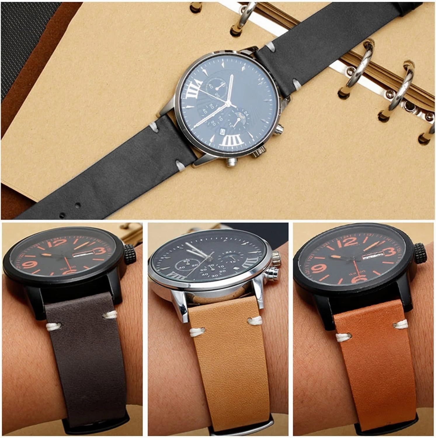 Genuine Leather Watchband for Citizen BM8475-26E 00F00X Wristband 20mm 22mm Black Brown Soft Cowhide Bracelet (Color : 10mm Gold Clasp, Size : 20mm)