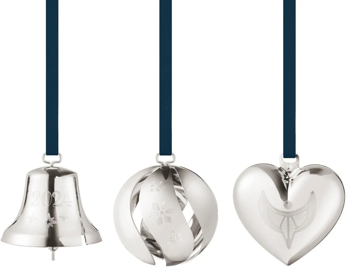 Georg Jensen 2024 Ornament Set, 3Pcs, Plated in Palladium - 10020409