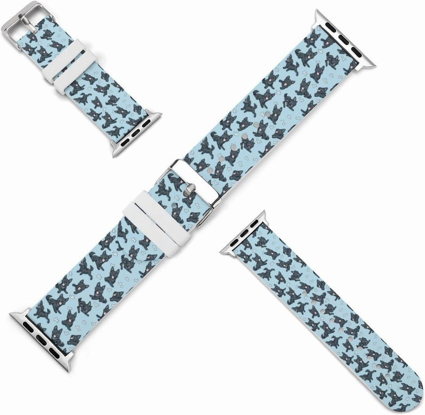 German Shepherd Dog Pattern Adjustable Silicone Watchband Compatible with IWatch Classic Soft Sports Watch Strap for Men Women